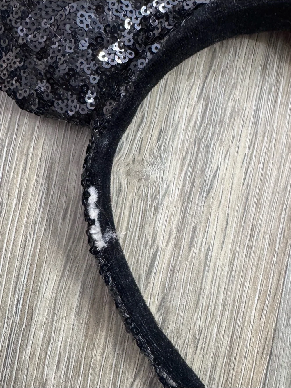 Disney Black Sequin Minnie Ear Headband with Red Bow